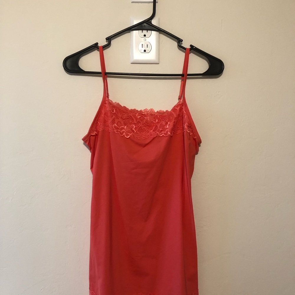 Excellent condition pink tank top with lace trim up top